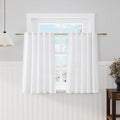 White Short Linen Curtains 40 Inch Length 2 Panels Back Tab Rod Pocket Semi by Nanspring