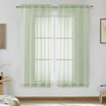 OVZME Light Green Sheer Curtains 54 Inches Long 2 Panels - Soft Light Filtering Window Sheer Panels for Living Room/Bedroom, Top Dual Rod Pocket, 1 Pair, Each 42Wx54L Inches