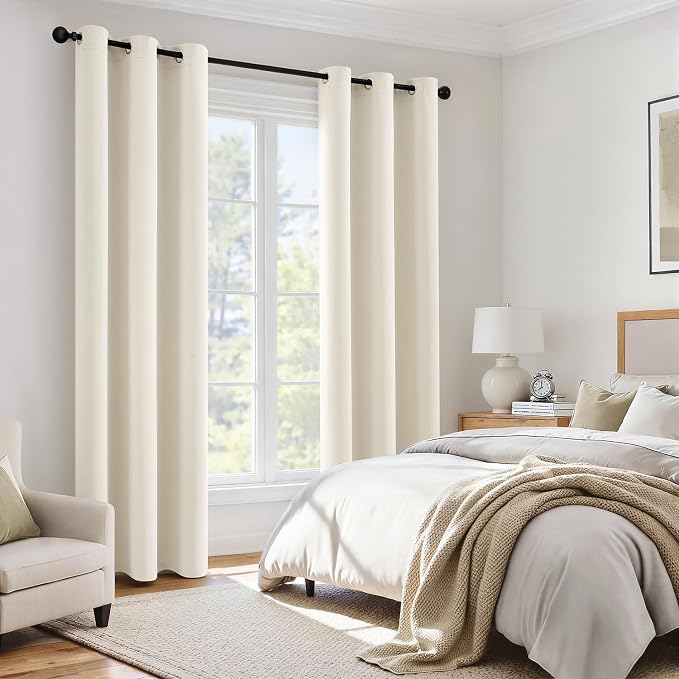 MIULEE Cream 100% Blackout Curtains - Image 6