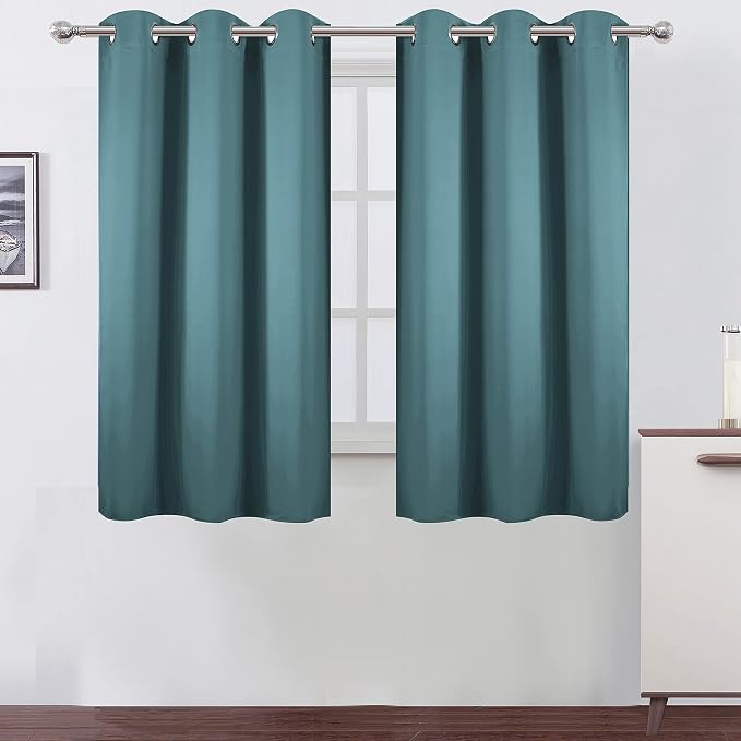 Sea Teal Thermal Blackout Curtains/38 x 54 Inch/Set of 2 Panels Room Darkening by Lemomo