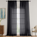 Black Sheer Curtains 120 Inches Long 2 Panels Set, 59 Inch Extra Wide Soft Airy by OVZME