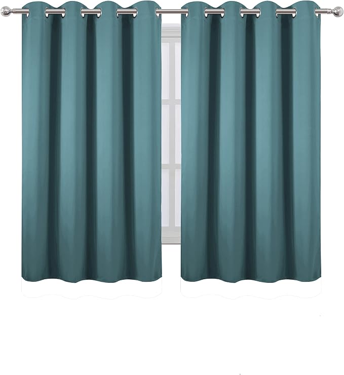 Blackout Curtains 52 x 45 inch/Sea Teal Curtains Set of 2 Panels/Thermal - Image 2