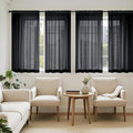MIULEE Black Short Sheer Curtains 45 Inches Long 4 Panels 42 x 45 Inches | by MIULEE