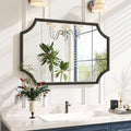 Kelly Miller Scalloped Black Bathroom Mirror for Wall, 24"x36" Black Mirror Decorative Wall Mirror Art Framed Mirror Bevelled for Master Bath Half Bath Living Room Fireplace Mantle Entryway Hallway