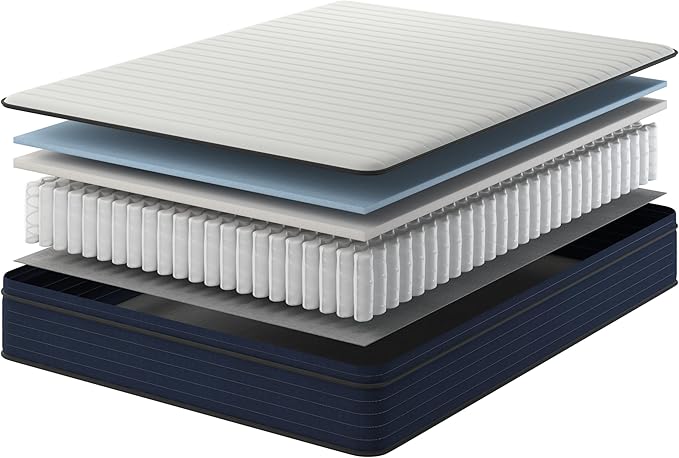 NapQueen Queen Size, 12 Inch New Victoria Hybrid Cooling Gel Infused Pocket Spring and Memory Foam Mattress, Bed in a Box, CertiPUR-US Certified