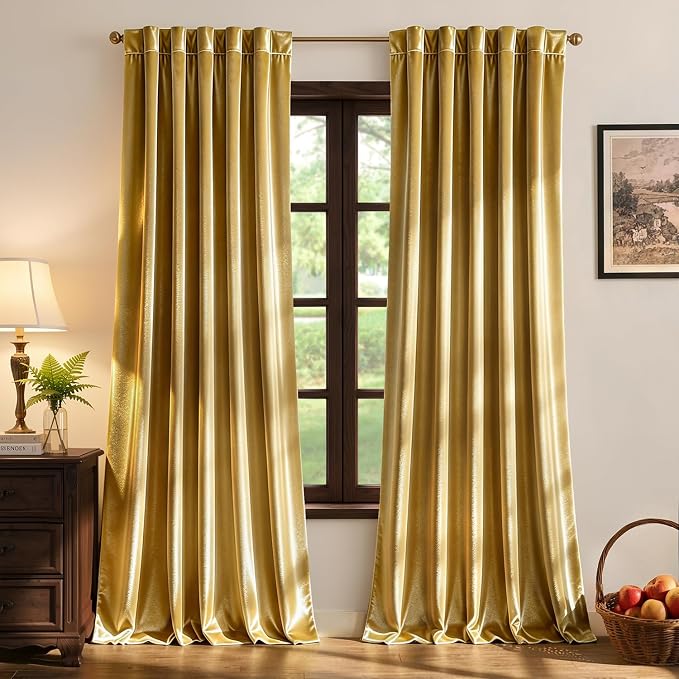 MIULEE Velvet Curtains 52x90 inches 2 Panels Gold Blackout Curtains | Luxury by MIULEE