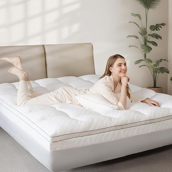 Dual Layer 3 Inch Memory Foam Mattress Topper California King Size, 2 Inch Cooling Gel Memory Foam Plus 1 Inch Pillow Top Mattress Pad Cover, with 8-21 Inch Deep Pocket