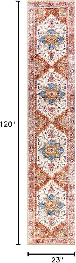 Yamaziot Washable Runner Rug, 2x10 Non-Slip Boho Hallway Kitchen Rug | Stain - Image 2