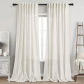 2 Panels Set Cream Linen Curtains 108 inches Long by Nanspring
