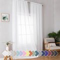 Simplebrand Sheer White Curtains 96 Inches Long, Light Filtering Rod Pocket by Simplebrand