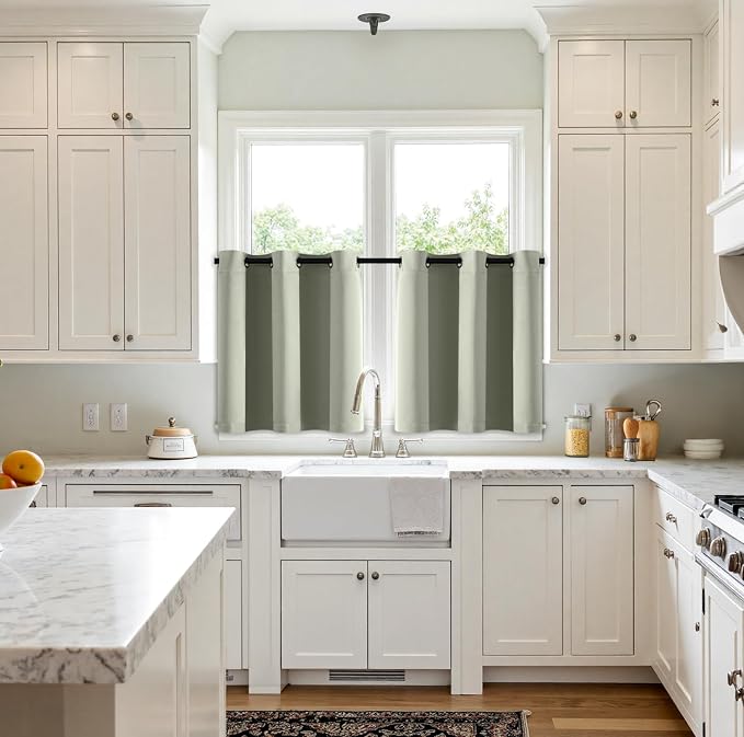 MIULEE Blackout Curtains for Bedroom 2 Panels 40 x 36 Inch Long Sage Green | - Image 2