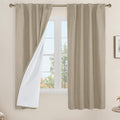 Taupe 100% Blackout Linen Curtains 63 Inches by LAMIT