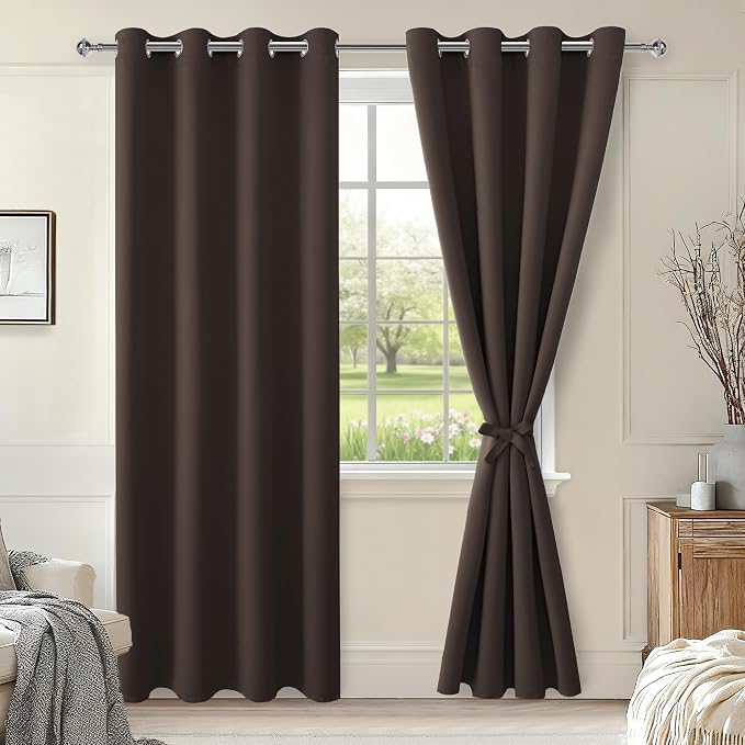 Blackout Curtains for Bedroom, 52 x 84 Inches Long, 2 Panels | Thermal by Hiasan