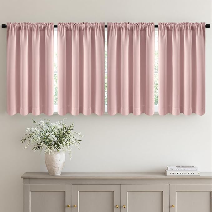 MIULEE 4 Panel Set Short Bedroom Blackout Curtains 54 Inch Long Light Pink | by MIULEE