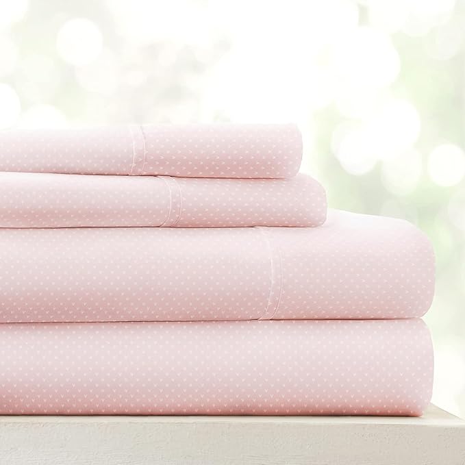 Linen Market Double-Brushed Patterned Microfiber Twin Sheet Set 3 Piece – Oeko-TEX Certified Ultra Soft & Wrinkle-Free - 16" Deep Pocket Sheets - Easy Care Twin Size - My Heart Pink