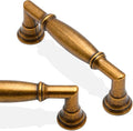 10 Pack Antique Brass Cabinet Pulls 3 Inch(76mm) Kitchen Cabinet Handles Solid Zinc Alloy Cabinet Hardware Drawer Pulls