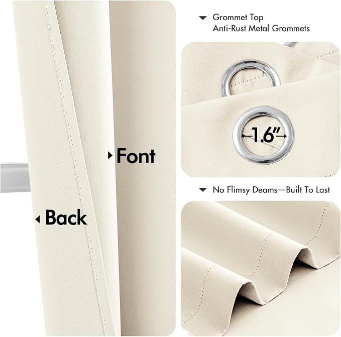 MIULEE Blackout Curtains for Bedroom 2 Panels 40 x 84 Inch Long Birch | Thermal - Image 4