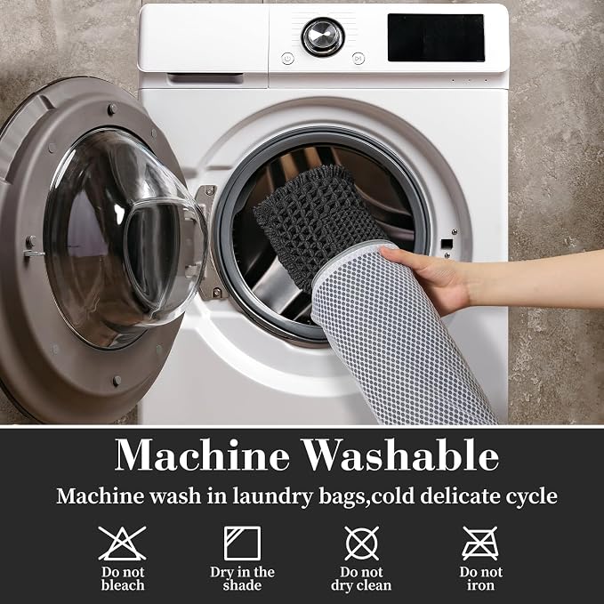 RESARE Waffle Bath Mat for Bathroom, Non Slip Bathroom Rugs 20"x32" Black | - Image 6
