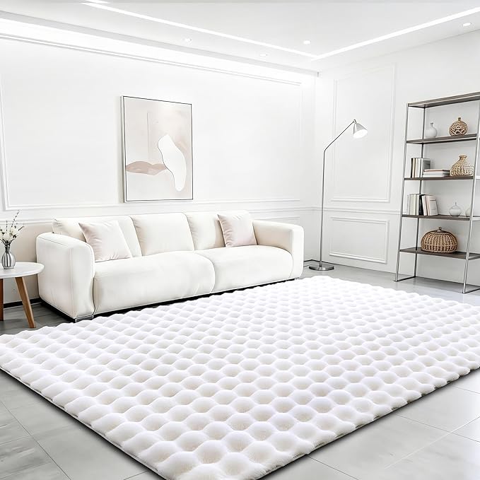 White Rabbit Plush Rug 4'x6', Fluffy Shaggy Area Rug by CHOVY
