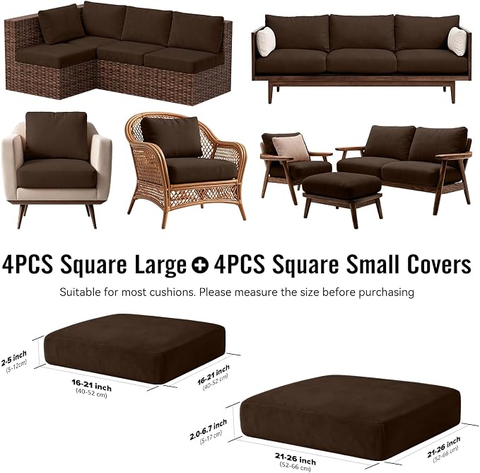 8Pcs Outdoor Cushion Covers, Stretch Patio Furniture Couch Chair Slipcovers | - Image 2
