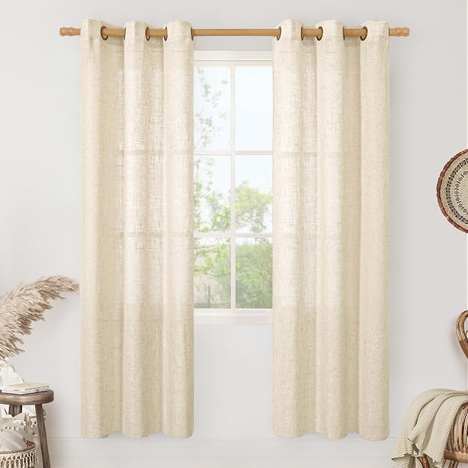 Semi Sheer Linen Curtains 80 Inch Length by LAMIT