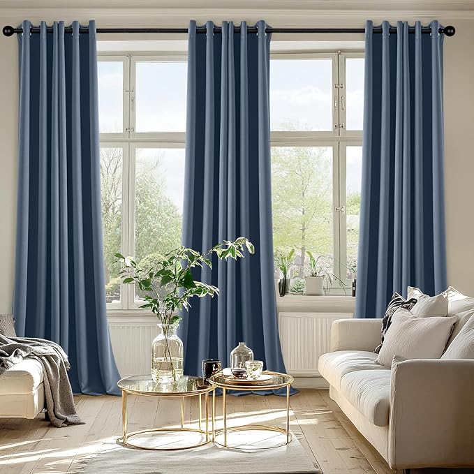 MIULEE Blackout Curtains for Bedroom 2 Panels 40 x 90 Inch Long Stone Blue | - Image 6