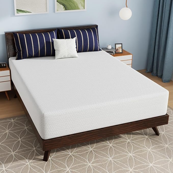 PayLessHere 12 Inch Bamboo Charcoal Cooling Gel Memory Foam Mattress in a Box/Medium-Firm Mattress/Fiberglass Free/Pressure Relief & Temperature Regulation/CertiPUR-US Certified,White Queen