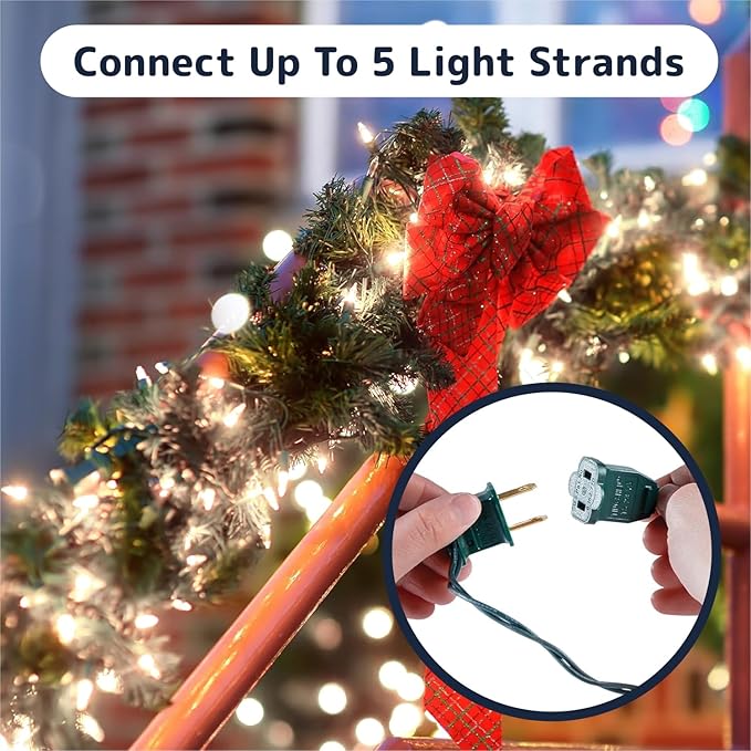 PREXTEX 50 Count Clear Christmas Tree Lights - 10 ft Warm Fairy String Lights with Green Wire - Indoor and Outdoor Mini Light for Christmas, Holiday Decorations, Trees, Fences, Patios and More
