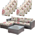 CALBODE 8pcs Single Seat Floral Print Outdoor Couch Cover, Waterproof Elastic by CALBODE