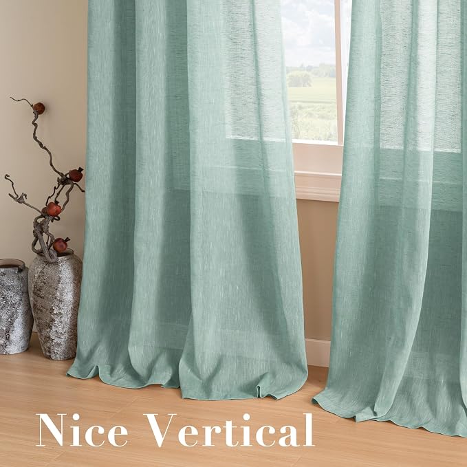 H.VERSAILTEX Linen Curtains Natural Linen Semi-Sheer Curtains 2 Panels Nickel - Image 7