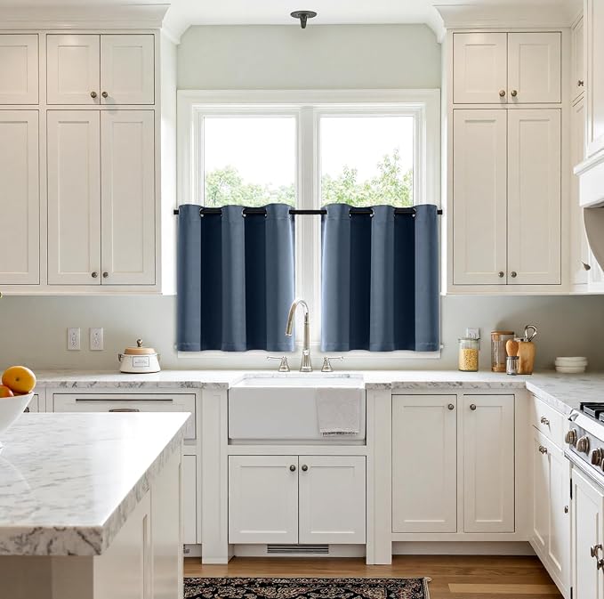 MIULEE Blackout Curtains for Bedroom 2 Panels 40 x 36 Inch Long Stone Blue | - Image 2