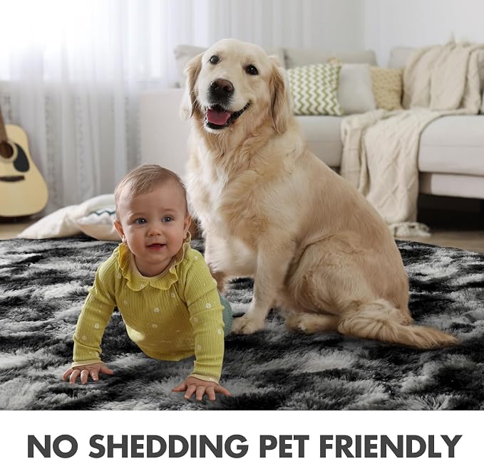 8x10 Ft Extra Large Shag Rugs for Living Room, Tie Dyed Ultra Soft Fluffy Furry - Image 6