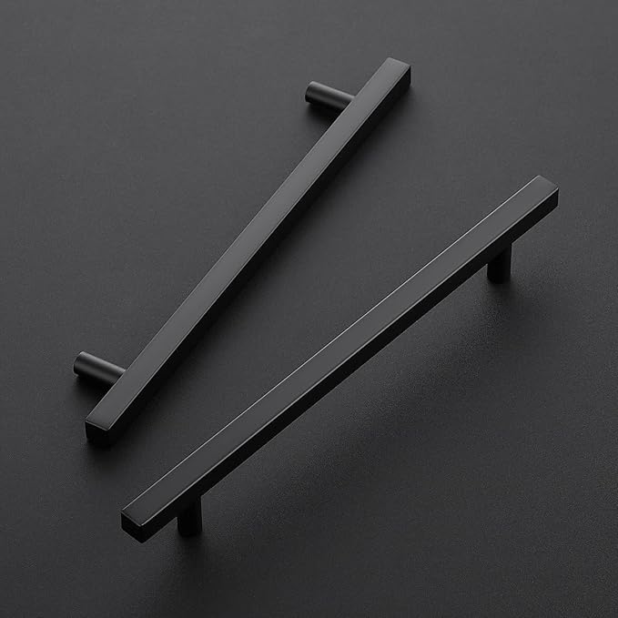 Ravinte Black Cabinet Handles 20 Pack 7-1/2 inch Matte Black Square Cabinet Pulls Black Kitchen Hardware 10 inch Overall Length Black Kitchen Drawer Pulls