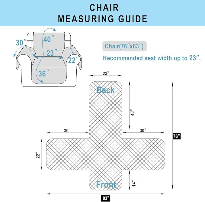 Reversible Recliner Chair Covers, Dark Grey | Chair Covers - Image 7
