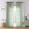 Sage Green Sheer Curtains 96 Inches Long 2 Panels, Solid Airy Voile Dual Rod by Lecloud