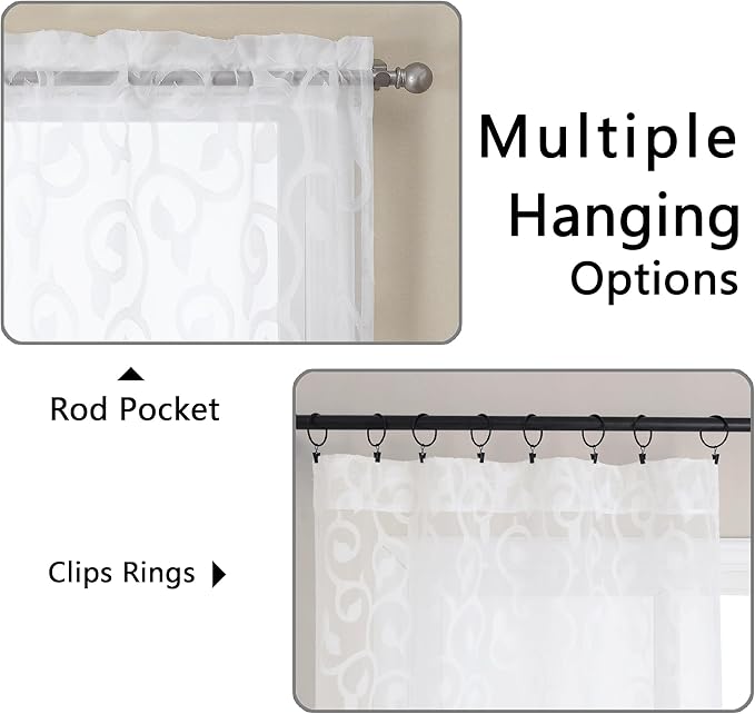 Furman Extra Long Sheer White Curtains 96 inches Long - Image 4