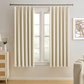 Cream Pleated Blackout Bedroom Curtains 72 Inches Long 6 Ft Length, Summer Heat by KEQIAOSUOCAI