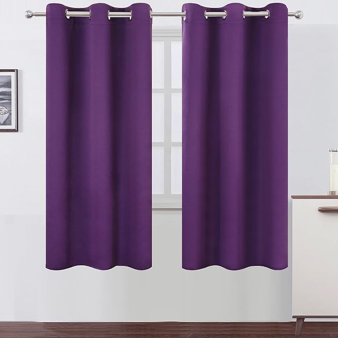 Purple Thermal Blackout Curtains/42 x 72 Inch/Set of 2 Panels Room Darkening by Lemomo