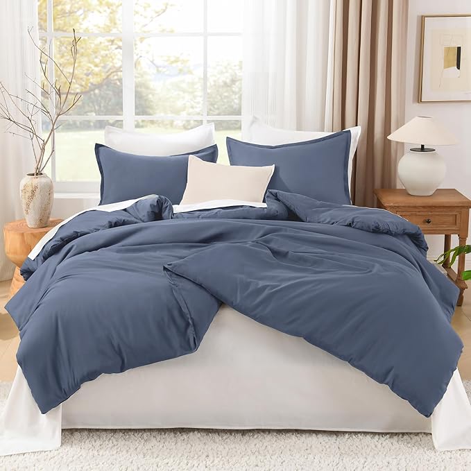 Litanika Comforters Bluish Grey Twin/Twin XL Size, 2 Pieces Lightweight Solid Bedding Set & Collections, All Season Fluffy Bed Set (66x90In Comforter & 1 Pillowcase)