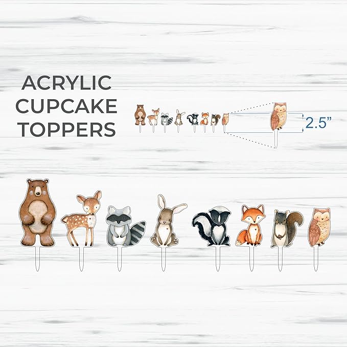 Forest Critters Painted Wooden Animal Cutout Shapes (Cupcake Topper (Set of 1))