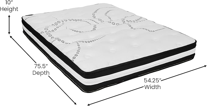 Flash Furniture Capri Comfortable Sleep 10" Hybrid Pocket Spring and Foam Mattress in a Box, Foam Pocket Spring Hybrid Mattress, Pressure Relief, Full