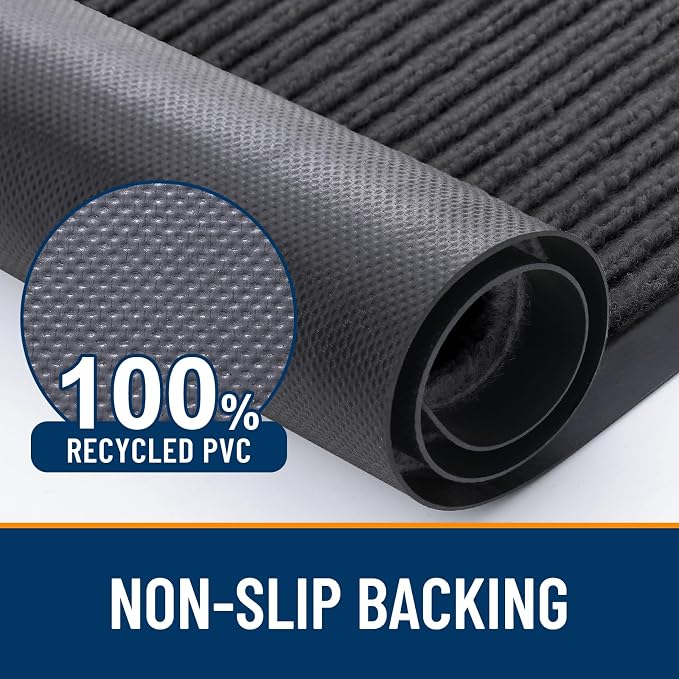 OLANLY 2-Pack Front Door Mats 59x34, Waterproof Heavy-Duty Doormats | Charcoal - Image 3
