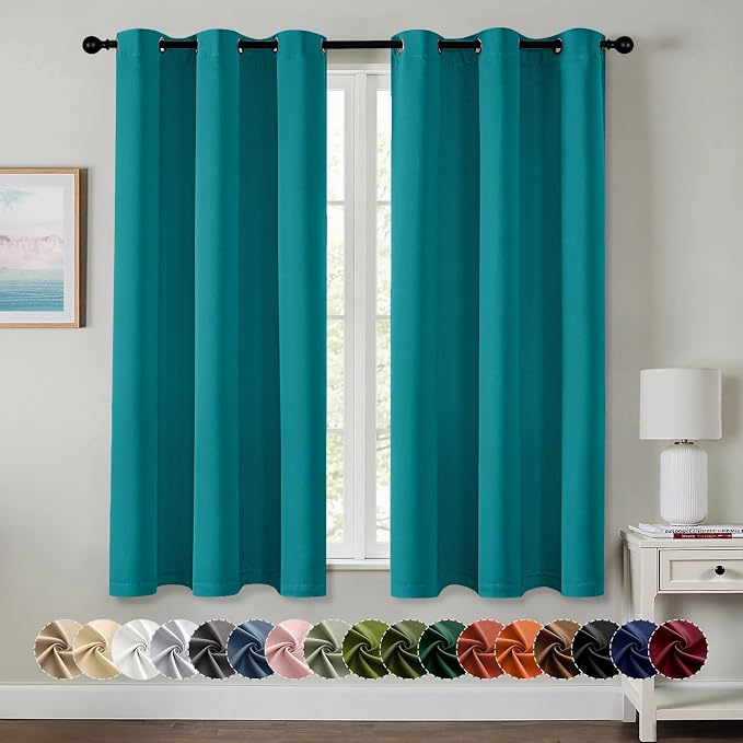 MIULEE Blackout Curtains for Bedroom 2 Panels 40 x 54 Inch Long Teal | Thermal by MIULEE