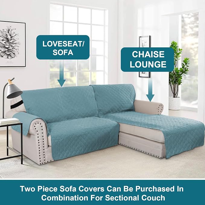Turquoize 100% Waterproof Sofa Covers Chaise Lounge L Shape Sofa Protector Slip - Image 5