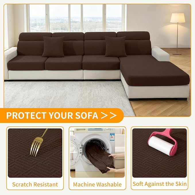 XINEAGE Couch Cushion Covers, Loveseat Seat Slipcovers - Image 6