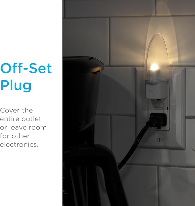 Lights by Night LED Night Light, Plug-in, Dusk to Dawn Sensor, Warm White, UL-Certified, Energy Efficient, Ideal Nightlight for Bedroom, Bathroom, Nursery, Hallway, Kitchen, 11376