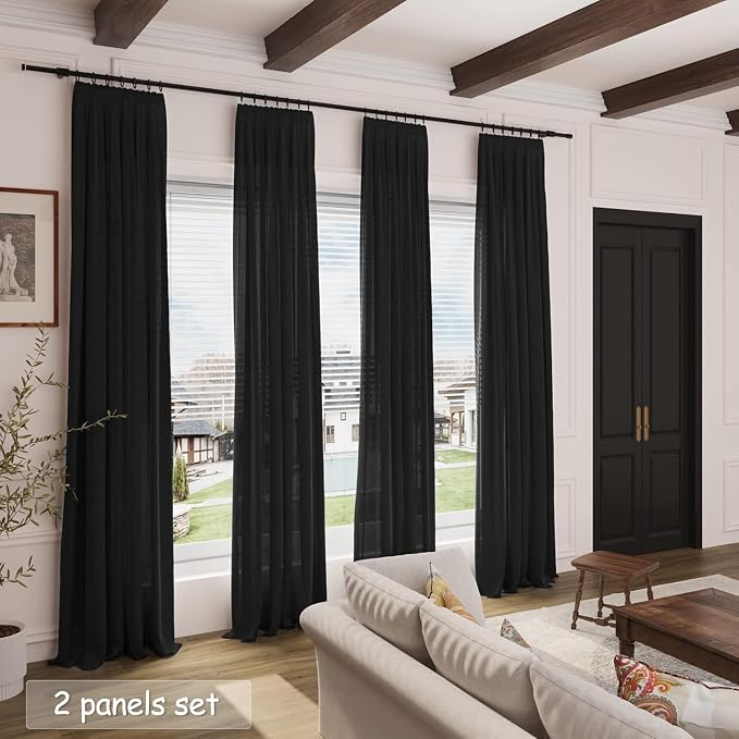 Black Linen Curtains 90 Inches Long - Image 6