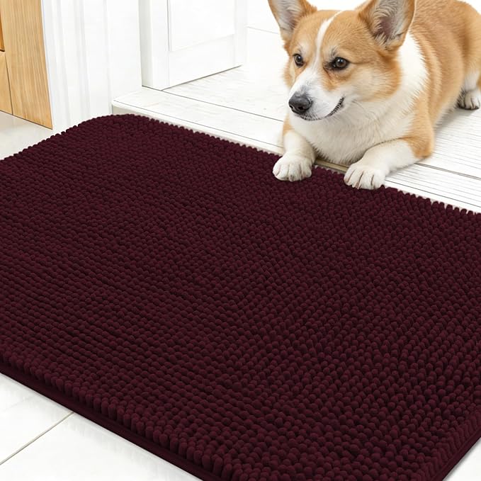 OLANLY Dog Door Mat for Muddy Paws 30x17, Super Absorbent Chenille Mud Mat | by OLANLY