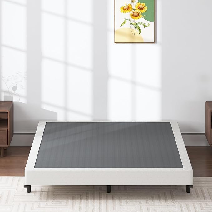 Box Spring Queen - 3 Inch Heavy Duty Low Profile Metal Queen Box Springs for Bed, Mattress Foundation, Easy Assembly,Easy Clean Cover