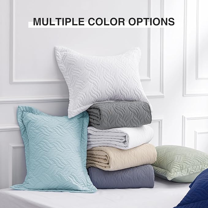 Love's cabin Quilts for Queen Bed Light Blue Bedspreads - Soft Bed Summer Lightweight Bedspread Comforter - Modern Style Wave Pattern Coverlet for All Season - 3 Pieces (1 Quilt, 2 Pillow Shams)